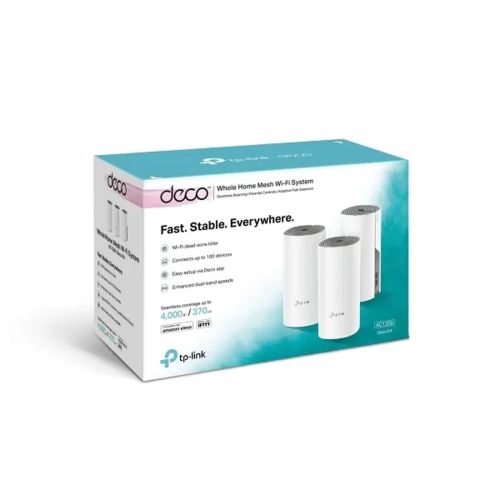TP-Link Wi-Fi Router Deco E4 AC1200 (3pcs), Mesh System, 1200Mbps, LAN/WAN, 802.11ac, White EU