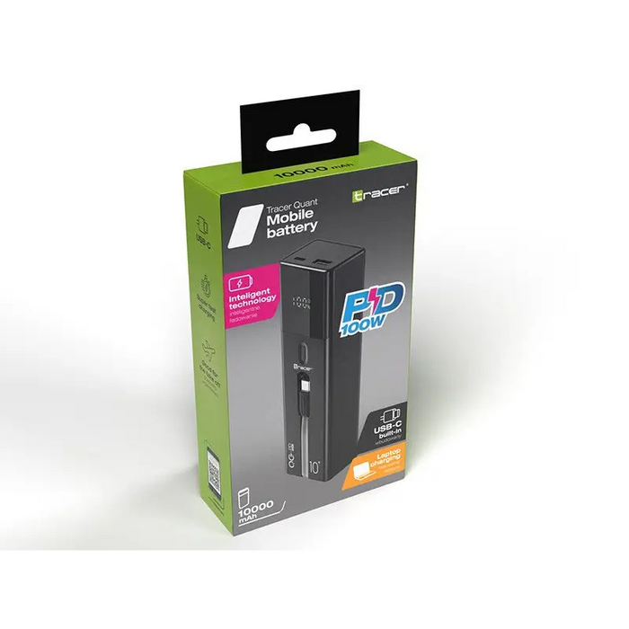 Tracer Quant 10000mAh 100W PD + QC Black - Power banksLAD-POW<<<Power supplies for phonesLAD<<<ActionPL