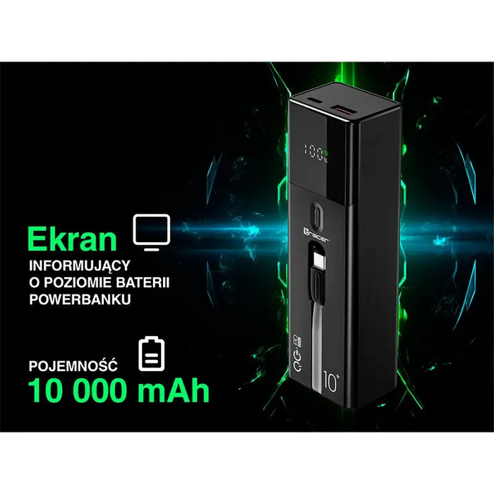 Tracer Quant 10000mAh 100W PD + QC Black - Power banksLAD-POW<<<Power supplies for phonesLAD<<<ActionPL