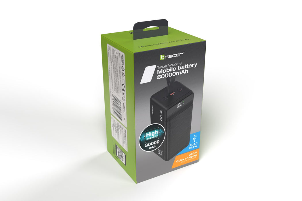 Tracer Vouge-8 80000mAh QC+PD22.5W, Black