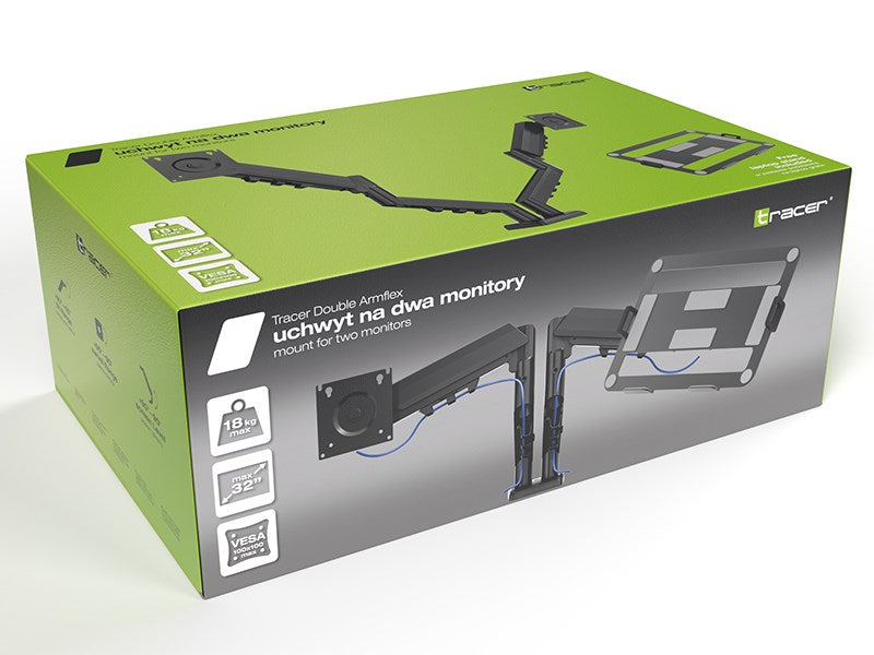 Tracer Double Armflex Monitor Mount, Black