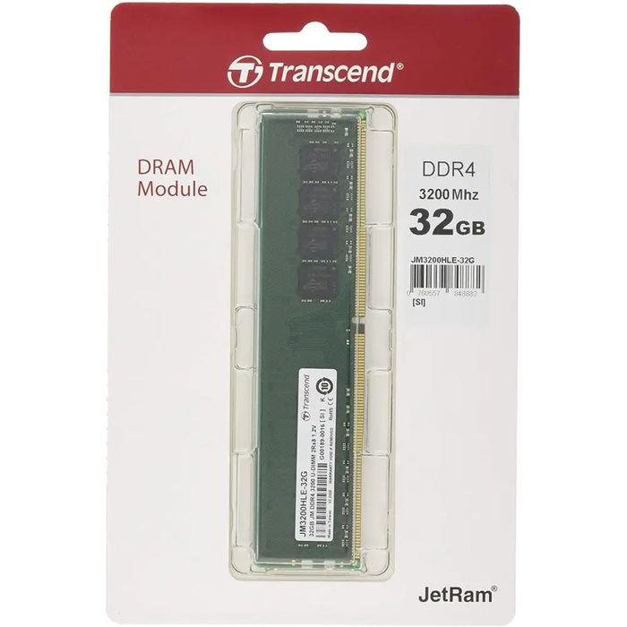 Transcend 32GB JM DDR4 3200Mhz U-DIMM 2Rx8 2Gx8 CL22 1.2V - Памети за настолни компютри<<<Transcend памети и