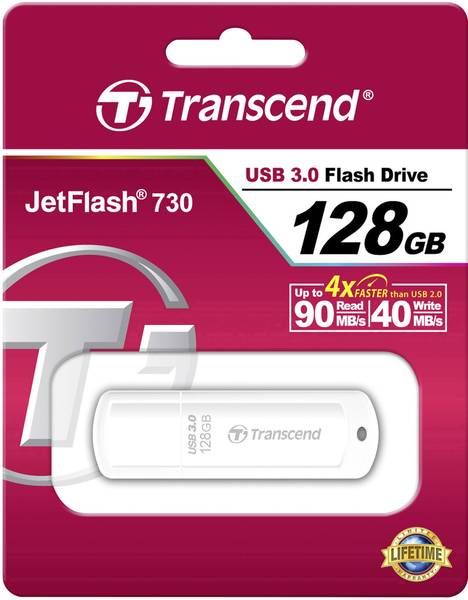 Transcend 128GB, USB3.1, Pen Drive, Classic, White
