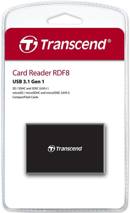 Transcend All-in-1 Multi Memory Card Reader, USB 3.0/3.1 Gen 1, Black
