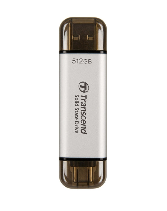 Transcend 512GB, External SSD, ESD310S, USB 10Gbps, Type C/A, Silver