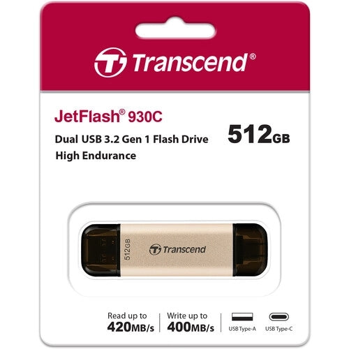 Transcend 512GB, USB3.2, Pen Drive, TLC, High Speed, Type-C