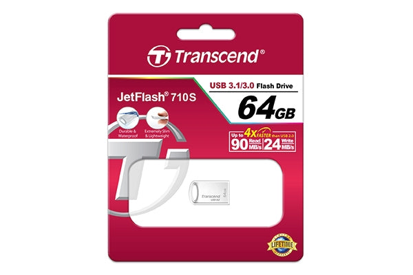 Transcend 64GB JETFLASH 710, USB 3.1, Silver Plating