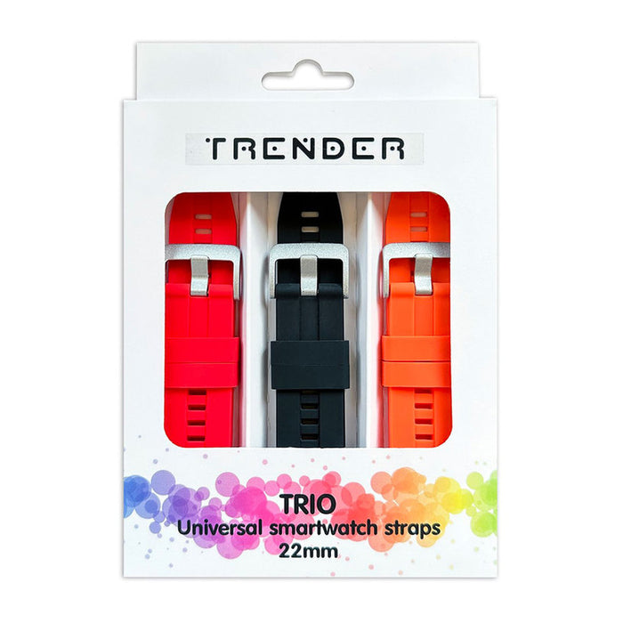 3 STRAPS TRENDER SILICONE 22 mm RD/BK/OR