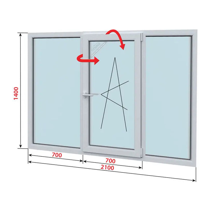 TRICRILL PVC WINDOW PROFILINK 5-CHAMBER 210X140 CM. WHITE - Прозорци<<<Прозорци<<<Строителни материали<<<Praktiker