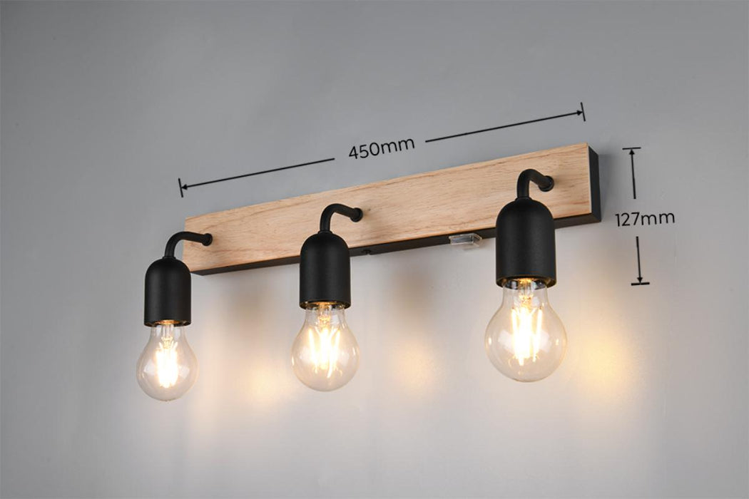 BATHROOM WALL LAMP ARTURO 3XE27 WOOD IP44