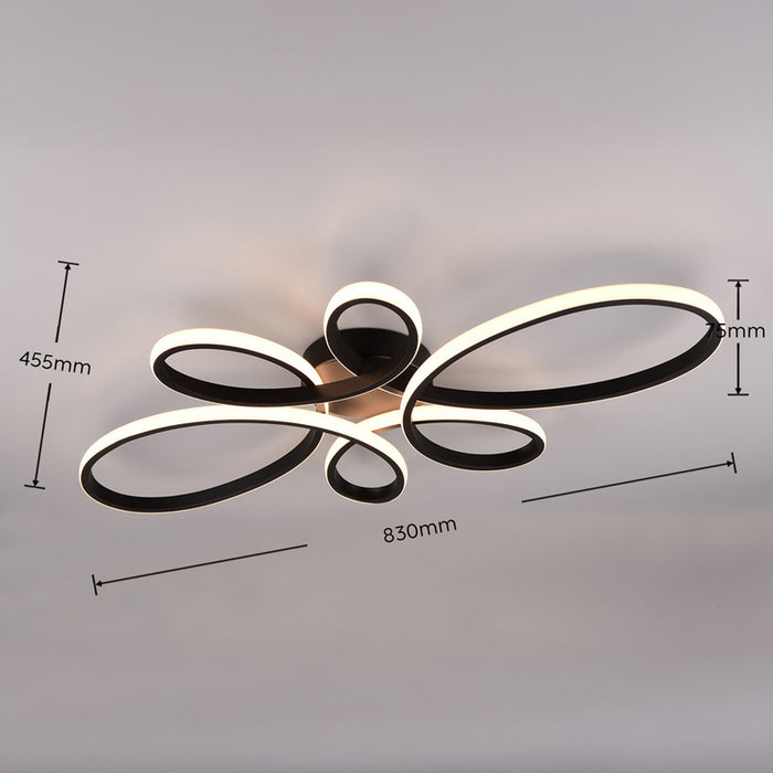 LED CEILING LIGHT 32W 3900LM 3000K BLACK TRIO FLY