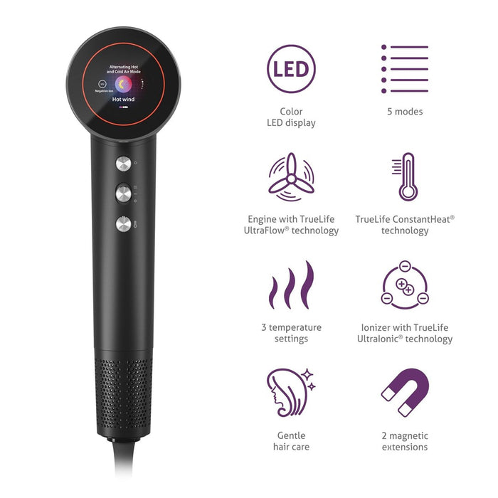 TrueLife HairDryer D9 hair dryer 1600 W Black