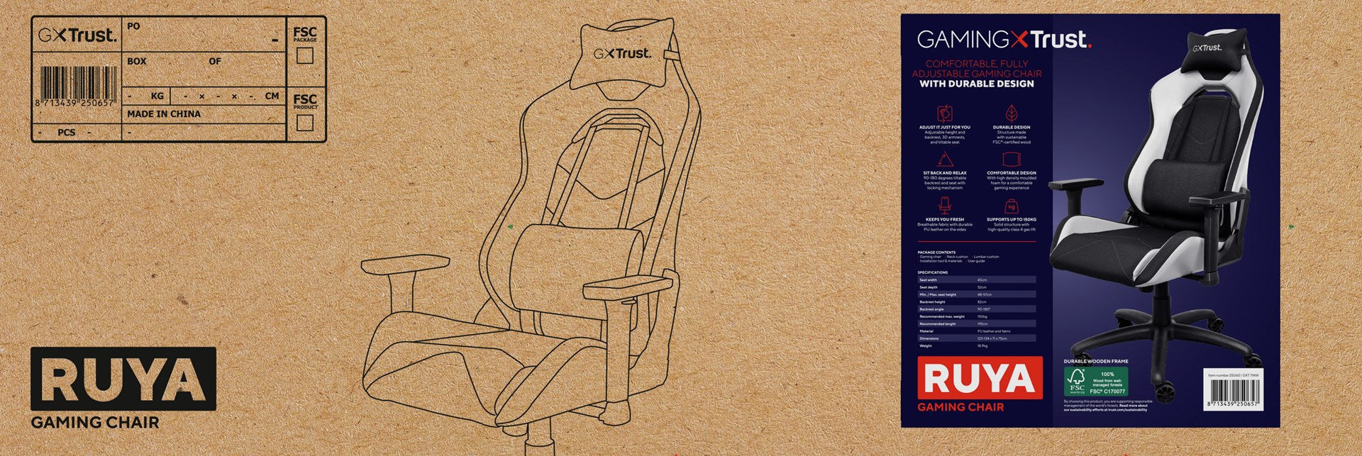 Trust GXT 714 RUYA Universal gaming chair Black White - Gaming armchairsGAM-FOT<<<PC GamingGAM<<<ActionPL