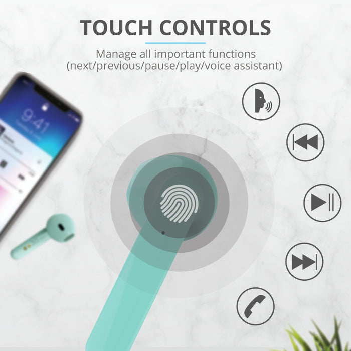 Headphones Trust PRIMO TOUCH BT MINT , Bluetooth , IN-EAR (PLUGS)