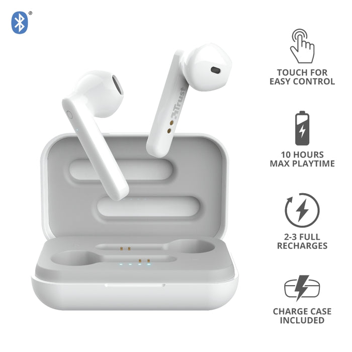 Headphones Trust PRIMO TOUCH BT WHITE , Bluetooth , IN-EAR (PLUGS)