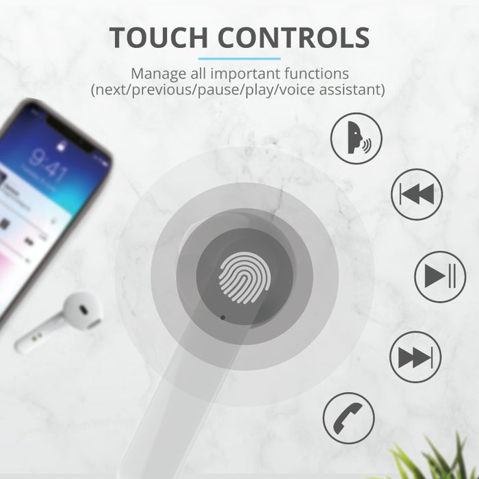 Headphones Trust PRIMO TOUCH BT WHITE , Bluetooth , IN-EAR (PLUGS)
