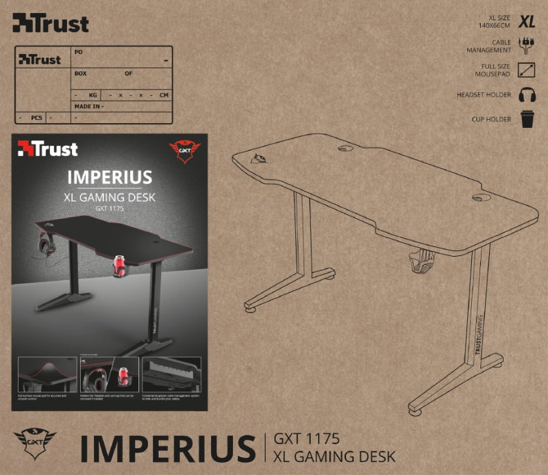 TRUST GXT 1175 Imperius XL Gaming Desk