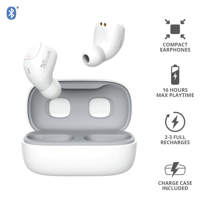 Headphones Trust NIKA COMPACT BT WHITE , Bluetooth , IN-EAR (PLUGS)