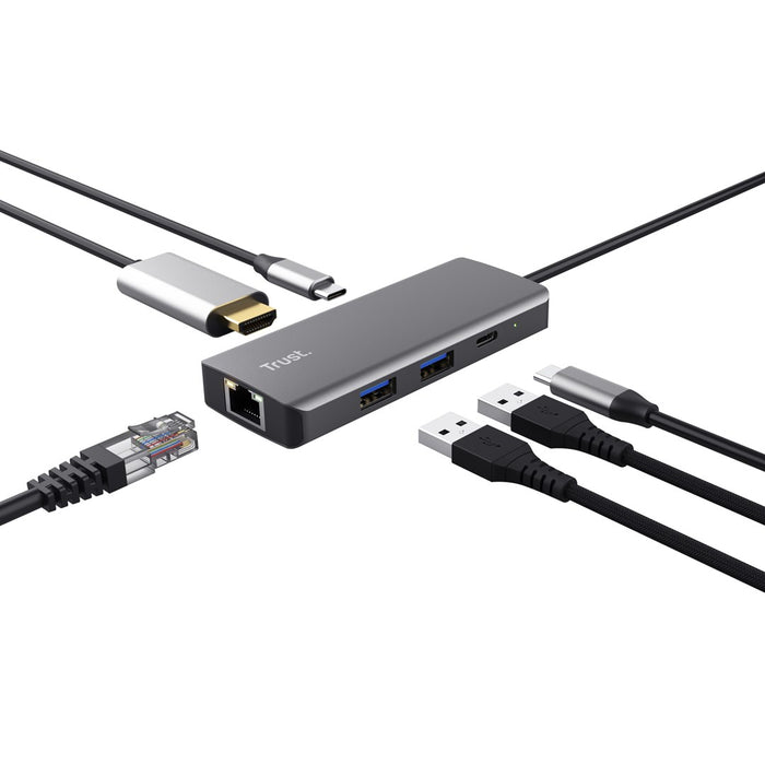 USB Hub Trust 24968 Silver (1 Unit)