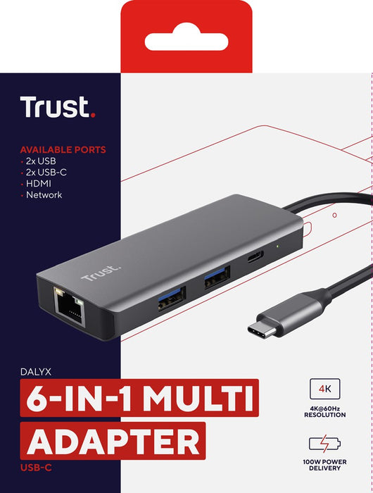 USB Hub Trust 24968 Silver (1 Unit)