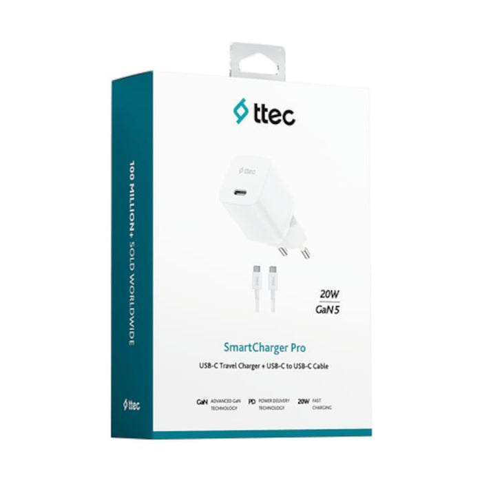 CHARGER 220V TTEC 20W USB-C+CABLE 60W WH