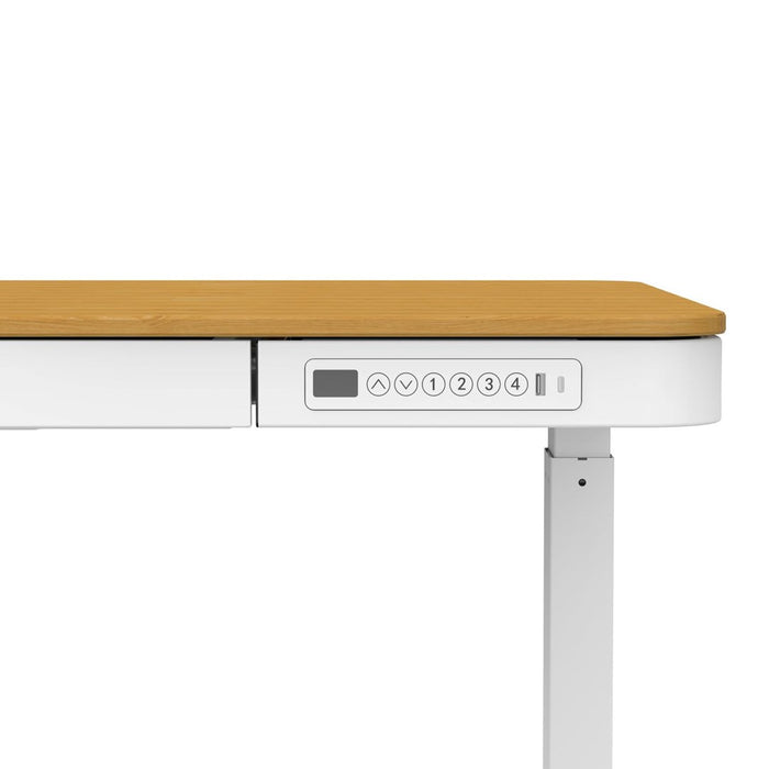 Tuckano Electric Height Adjustable Desk ET119W-C White/Oak. Desk top dimensions 120 x 60cm.