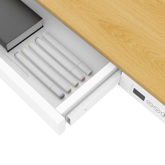 Tuckano Electric Height Adjustable Desk ET119W-C White/Oak. Desk top dimensions 120 x 60cm.