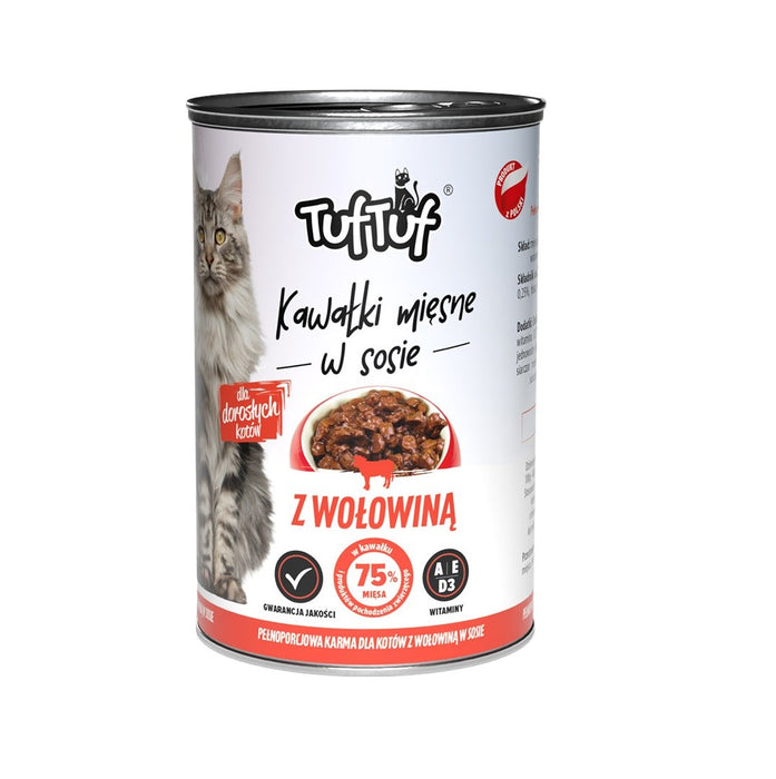 TUF TUF Pieces of meat in sauce with beef - wet cat food - 415g