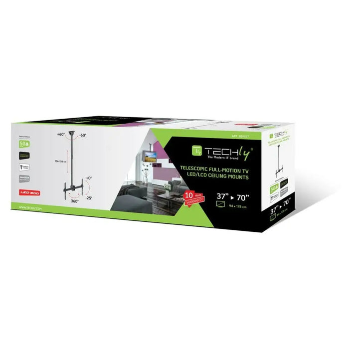 TV Ceiling Support Techly ICA-CPLB 946L 70’’ 37’’ - Монтиране на екрани<<<Електроника Периферни и резервни