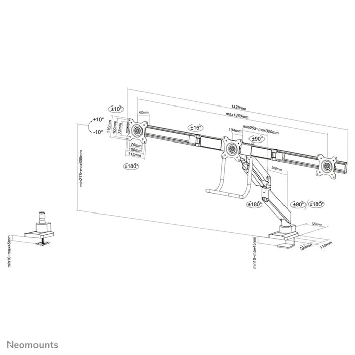 TV Mount Neomounts NM-D775DX3WHITE 17’’ 27’’ 6 Kg - Електроника Телевизори<<<Компютри| Електроника<<<BigBuy&&&Поставки