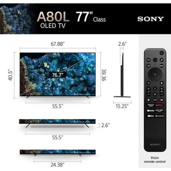TV SONY Bravia XR OLED XR77A80L 77’’(195 cm) Class A80L 4K Ultra HD HDR Google TV (2023) - OLED