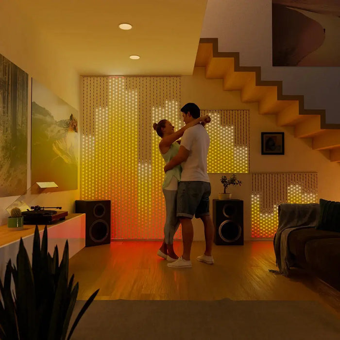 Twinkly Matrix - 480 RGB LED Pearl-shaped lights clear wire 3.3x3.3ft F-plug type - Decorative