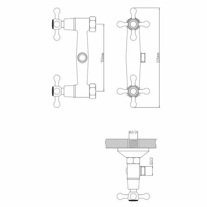 Two-handle Faucet Rousseau Beverley Grey Metal Brass 15 cm Shower - Баня<<<Дом Градина<<<BigBuy&&&Аксесоари и