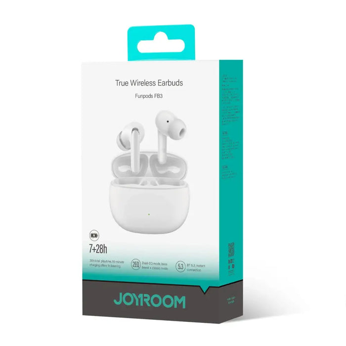TWS Joyroom Funpods Series JR-FB3 Bluetooth 5.3 wireless headphones - white - Headphones and speakers<<<HurtelXML