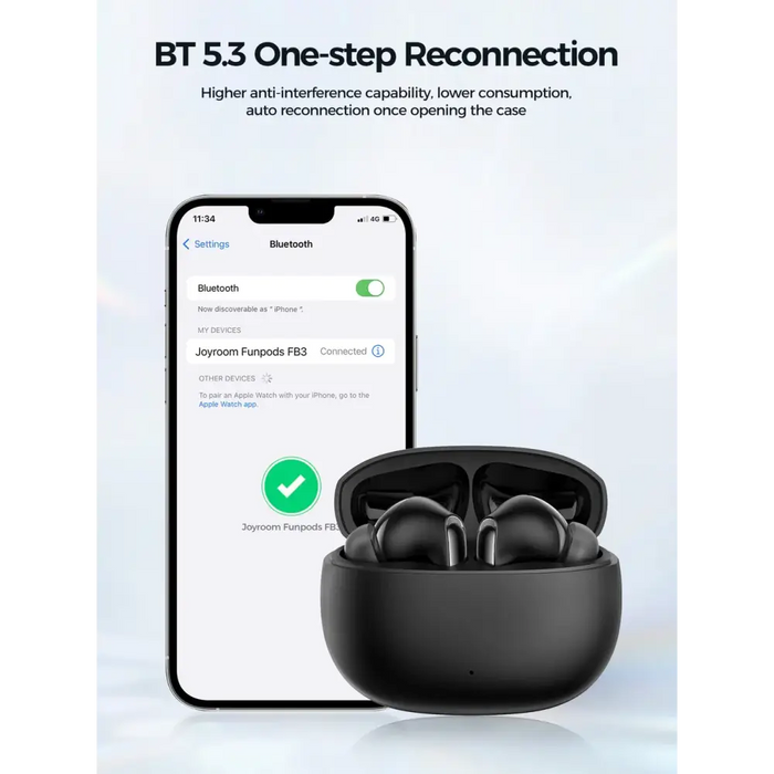 TWS Joyroom Funpods Series JR-FB3 Bluetooth 5.3 wireless headphones - black - Headphones and speakers<<<HurtelXML