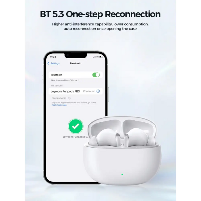 TWS Joyroom Funpods Series JR-FB3 Bluetooth 5.3 wireless headphones - white - Headphones and speakers<<<HurtelXML