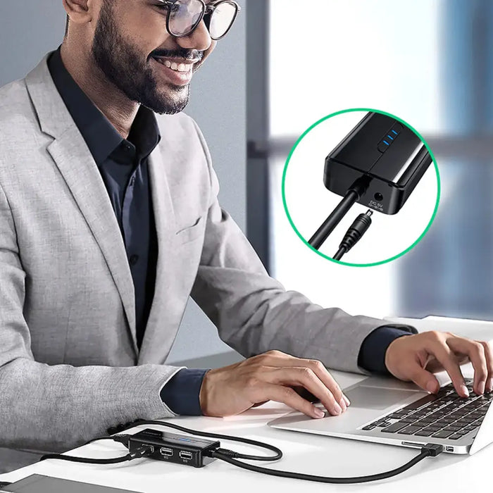 Ugreen 20264 RJ45 / USB-A 10/100Mbps HUB network adapter 3x USB-A 2.0 - black - USB hubs<<<HurtelXML