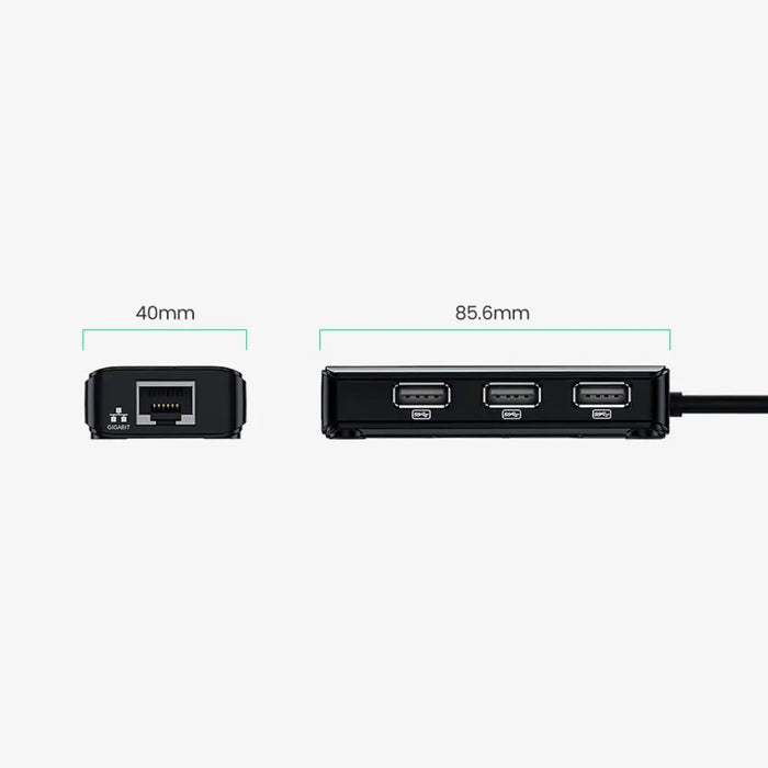 Ugreen 20264 RJ45 / USB-A 10/100Mbps HUB network adapter 3x USB-A 2.0 - black - USB hubs<<<HurtelXML