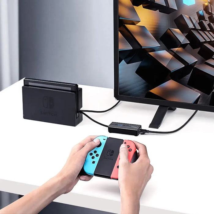 Ugreen 20264 RJ45 / USB-A 10/100Mbps HUB network adapter 3x USB-A 2.0 - black - USB hubs<<<HurtelXML