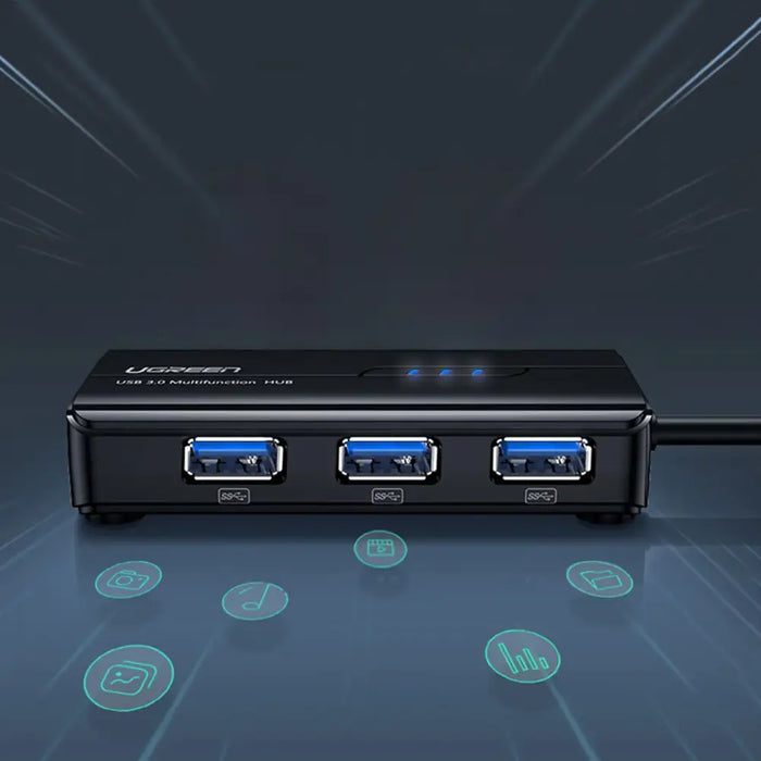 Ugreen 20265 USB-A / RJ45 1000 Mbps HUB 3x USB 3.0 network adapter - black - USB hubs<<<HurtelXML
