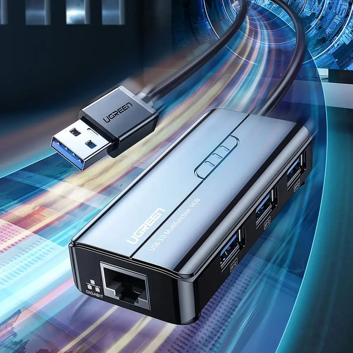 Ugreen 20265 USB-A / RJ45 1000 Mbps HUB 3x USB 3.0 network adapter - black - USB hubs<<<HurtelXML