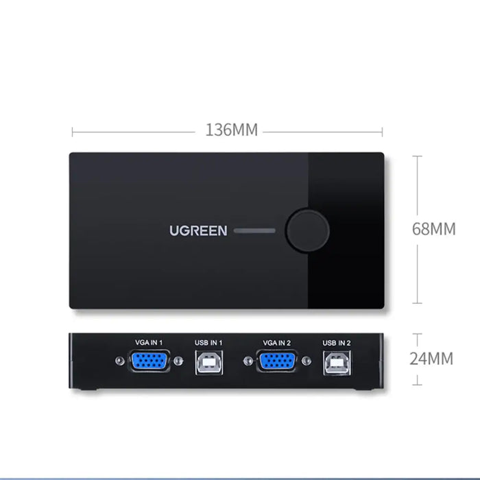 Ugreen 30357 KVM Switch - Black - KVM switches<<<HurtelXML