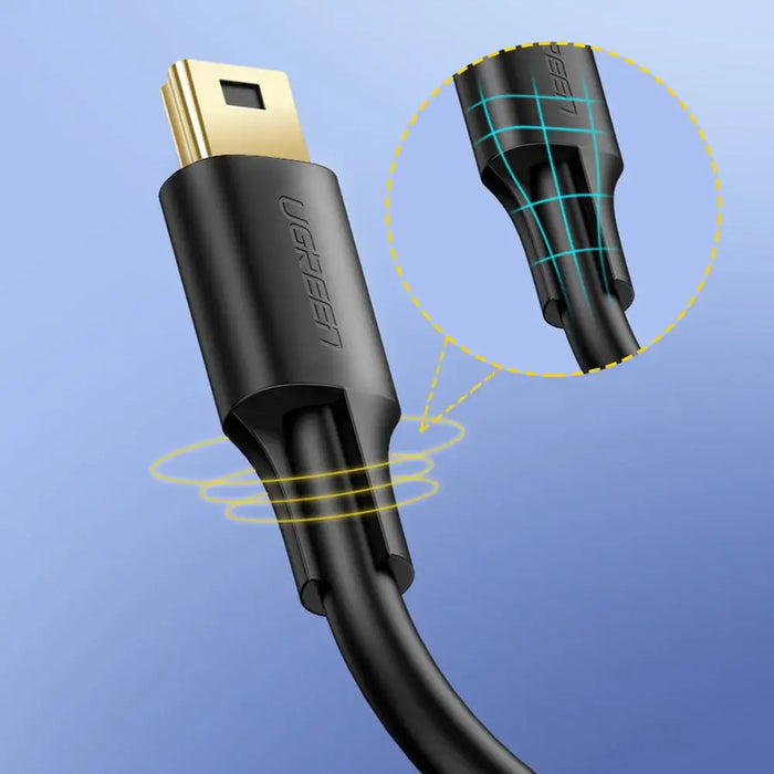 Ugreen 5 pin gold-plated USB cable - mini USB 0.5m black (US132) - Cell phone cables<<<HurtelXML