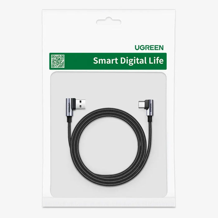 Ugreen 90° angled cable USB C - USB 2.0 480Mbps 3A 3m black (US176) - Cell phone cables<<<HurtelXML