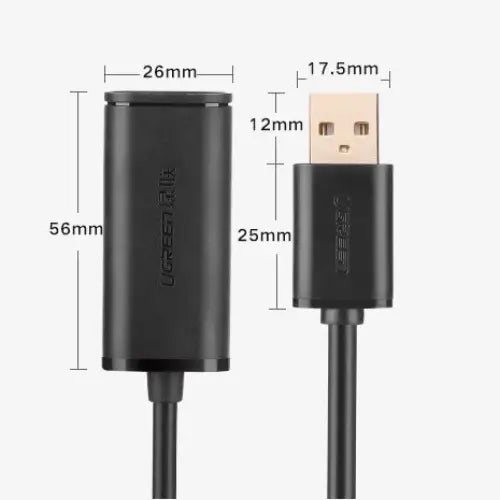 Ugreen active cable USB 2.0 extension cable 480 Mbps 5 m black (US121 10319) - Cell phone cables<<<HurtelXML