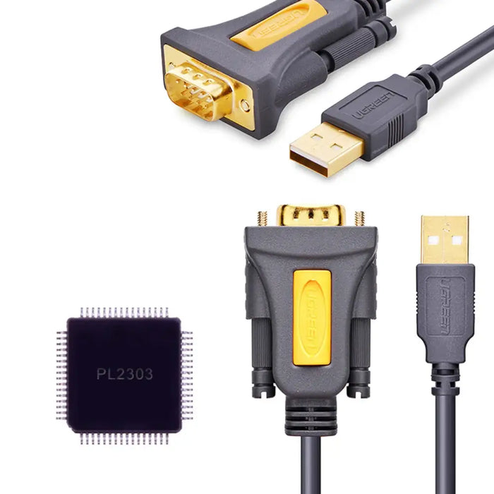 Ugreen adapter cable USB-A - DB9 RS-232 1.5m gray (CR104) - Cell phone cables<<<HurtelXML