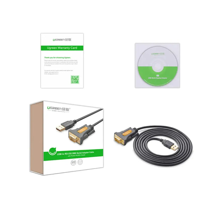 Ugreen adapter cable USB-A - DB9 RS-232 1.5m gray (CR104) - Cell phone cables<<<HurtelXML
