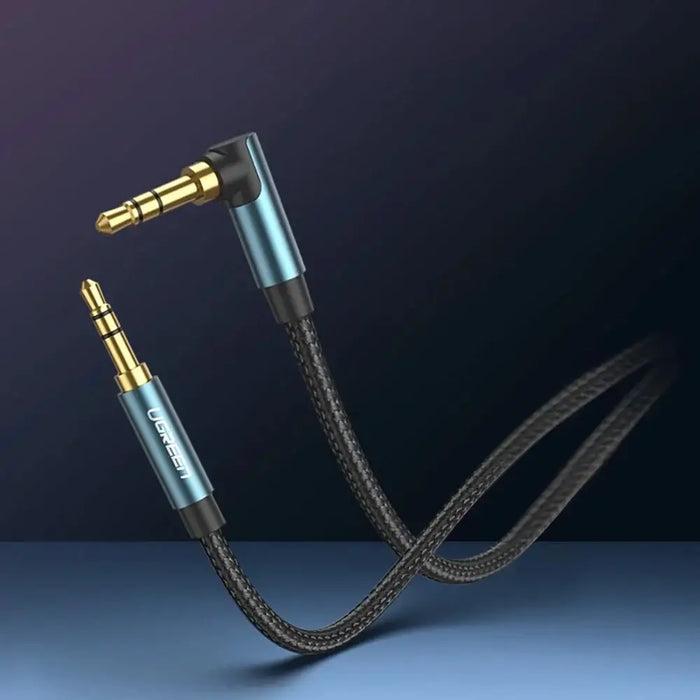 Ugreen angled AUX cable 2 x mini jack 3.5 mm 1.5m blue (AV112) - Audio cables<<<HurtelXML