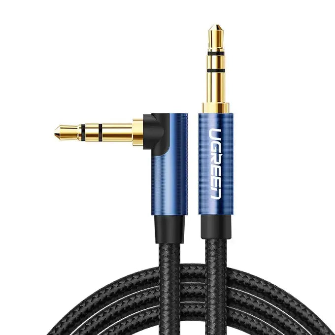 Ugreen angled AUX cable 2 x mini jack 3.5 mm 1m blue (AV112) - Audio cables<<<HurtelXML