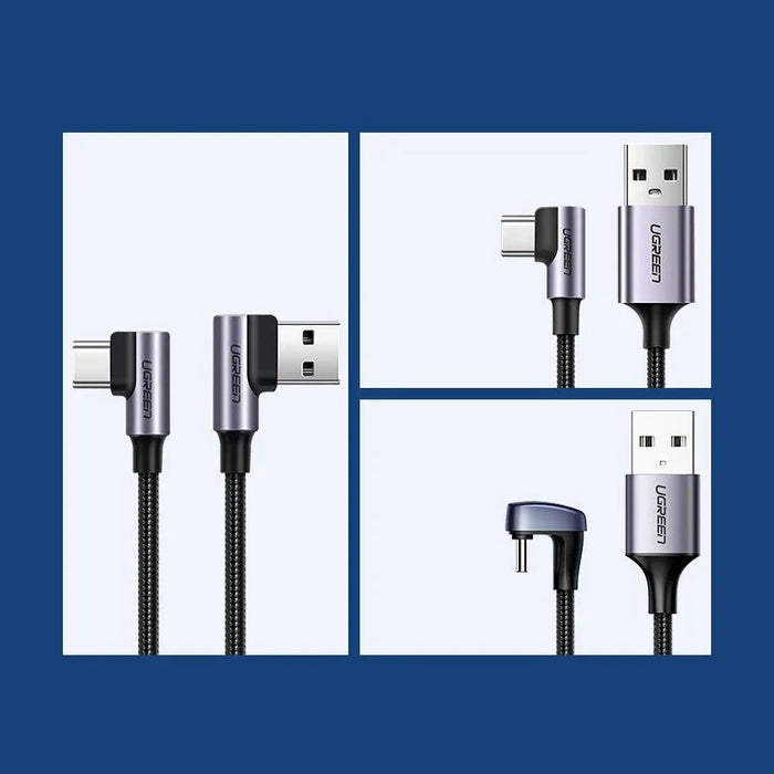 Ugreen angled USB - USB Type C Quick Charge 3.0 QC3.0 3 A 2 m gray (US176 20857) - Cell phone cables<<<HurtelXML